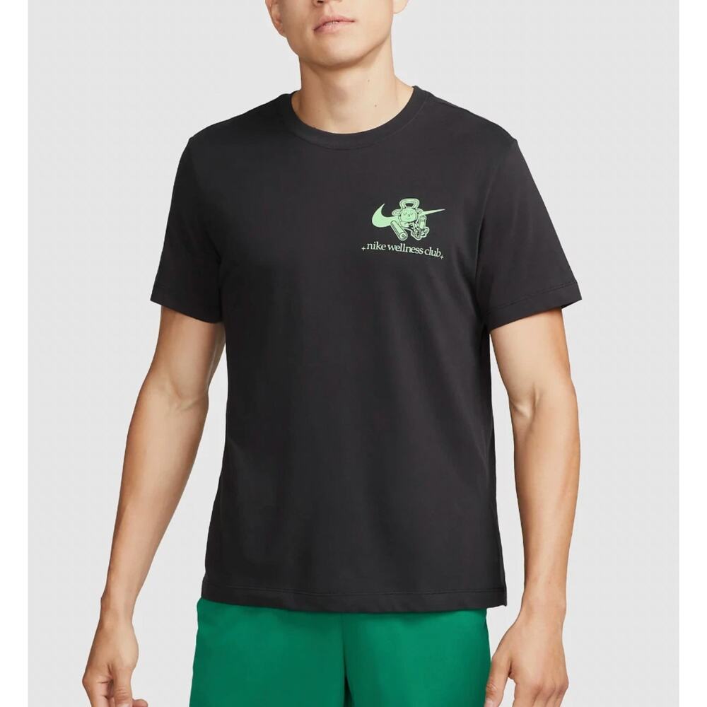 Nike MEN'S WELLNESS CLUB SS Graphic Logo T-Shirt BLACK Size Large